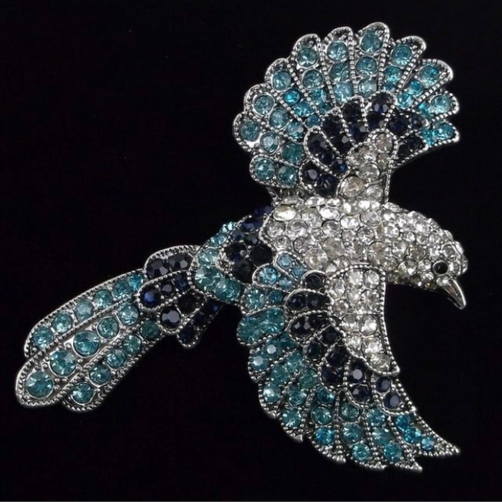 Big Enameled Rhinestone Bird Brooch